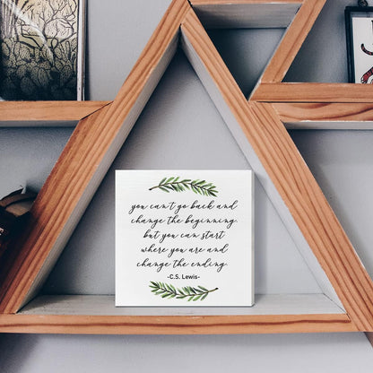 Inspirational Quotes Desk Decor, Wooden Box Sign, Change the Beginning | Motivational Desk Decor for Women Men Alcoholics Anonymous Counselor Therapist, Home Office Wooden Box Sign Decor5