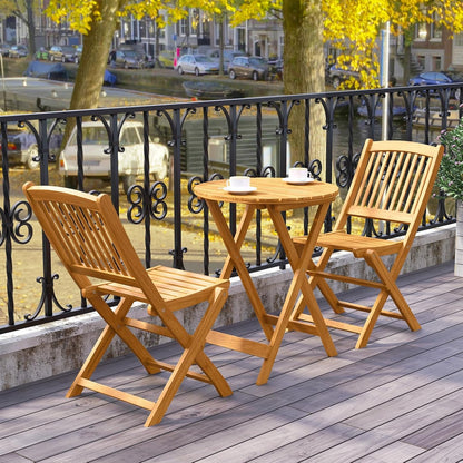 3 Pieces Acacia Wood Patio Folding Bistro Set, Outdoor Table and Chairs Set with Soft Cushions, Patio Furniture Set for Porch, Balcony, Garden, Deck and Backyard7