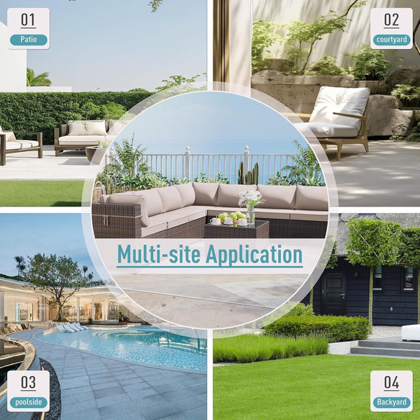 5 Pieces Patio Furniture Set Wicker Patio Conversation Set, Outdoor Sectional Furniture W/Coffee Table & Washable Seat Cushions-Sand6