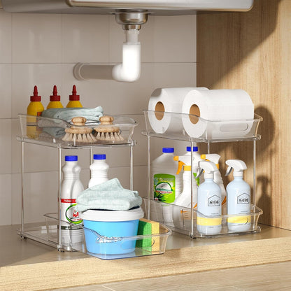 Bathroom under Sink Organizers and Storage, 2 Pack, Clear9