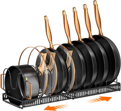 Expandable Pot Pan Lid Organizers inside Cabinet, 10 Divider-Black1
