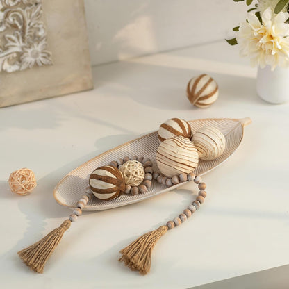 Leaf Wooden Decorative Tray, Wood Key Bowl for Entryway Table Decor | 16" Leaf Shaped Wooden Bowl Boho Decor for Living Room Console Table3