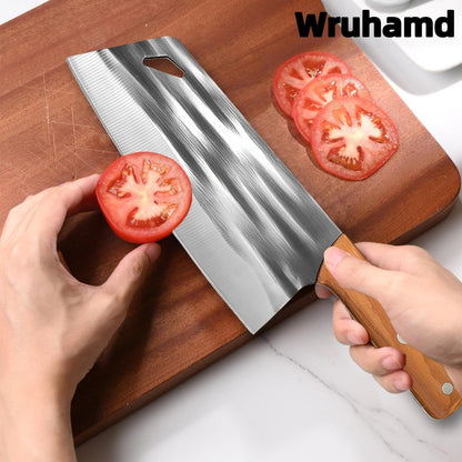 Kitchen Knife Set, Solid Wooden 2PCS Hand Forged Meat Cleaver Knife5