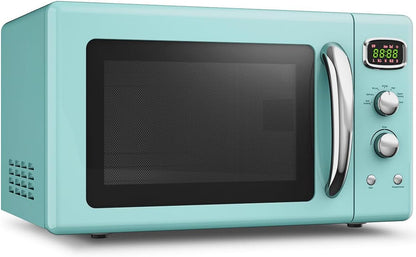 Retro Microwave 0.9Cu.Ft, 900W Countertop Microwave Oven W/5 Power Level, Defrost & Auto Cooking, LED Display, Pull Handle, Easy Clean Stainless Steel Interior, Child Lock, ETL Certification | 5 Power Level, Defrost & Auto Cooking, LED Display, Easy Clean Stainless Steel Interior, Child Lock, ETL Certification1