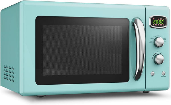 Retro Microwave 0.9Cu.Ft, 900W Countertop Microwave Oven W/5 Power Level, Defrost & Auto Cooking, LED Display, Pull Handle, Easy Clean Stainless Steel Interior, Child Lock, ETL Certification | 5 Power Level, Defrost & Auto Cooking, LED Display, Easy Clean Stainless Steel Interior, Child Lock, ETL Certification1