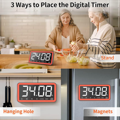 Large 7.8" Digital Timer, Magnetic LED Timer for Kitchen & Classroom | USB-C Rechargeable, up to 99 Hours Count up & Countdown Timer with 3 Brightness Levels, 4 Alert Modes and 3 Volume Levels6