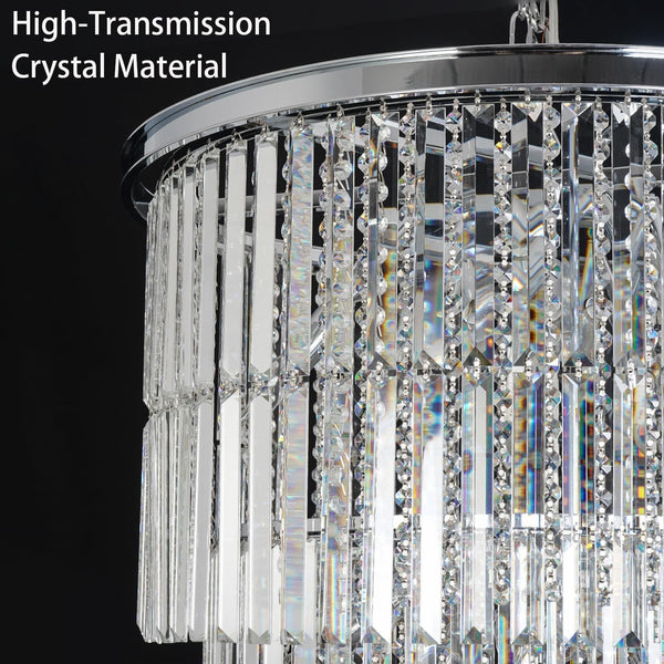 Large Crystal Chandelier for High Ceiling, 28" D X 62" H Modern Chrome Chandelier, 37-Light Luxury Foyer Light Fixture with 79" Adjustable Chain for Staircase Entryway Living Room6