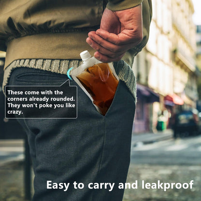Plastic Pouches - Leak-Proof, Reusable, Flexible Juice Bags, Bpa-Free for Travel, Outdoor Sports, Concerts, Events (8OZ - 10PCS + 2 Funnels)7
