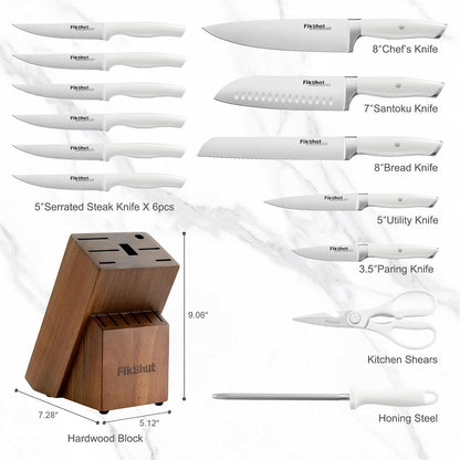 14-Piece Knife Set – German High Carbon Stainless Steel, White8