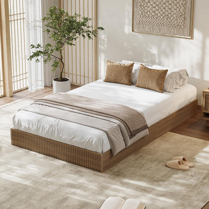 Twin XL Bed Frame, Wood Platform Bed with Fluted Design2