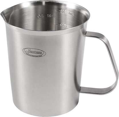 Newness Stainless Steel Measuring Cup, Metal Measuring Cup with Handle (Upgraded, 3 Marking Including Cup/Ml/Ounce Scale), 16 Ounces (0.5 Liter, 2 Cup)1
