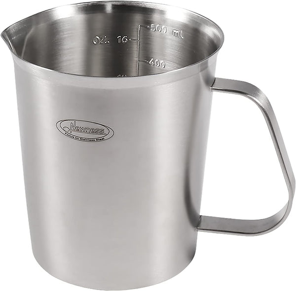Newness Stainless Steel Measuring Cup, Metal Measuring Cup with Handle (Upgraded, 3 Marking Including Cup/Ml/Ounce Scale), 16 Ounces (0.5 Liter, 2 Cup)1