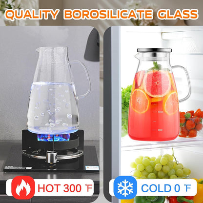 Glass Pitcher with Lid and Handle, Glass Water Pitchers, 1 Gallon | Thickened Borosilicate Glass Iced Tea Pitcher, Drip-Free Spout, Heat Resistant, Stovetop Dishwasher Safe Jug Jar3