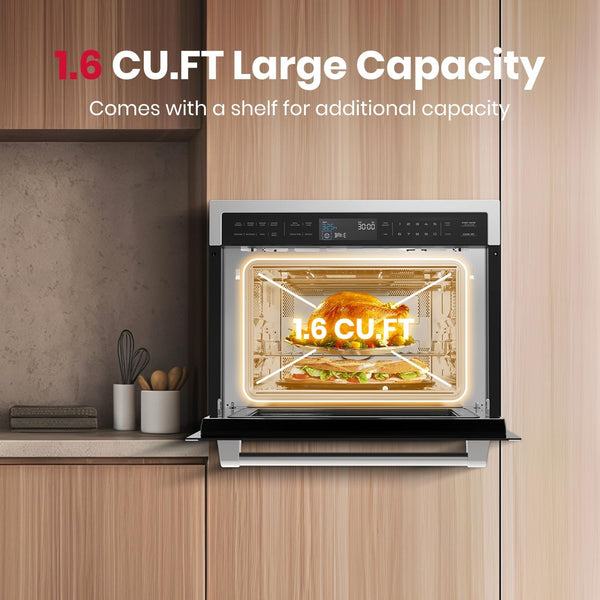 24 Inch Built in Microwave Oven, 1.6 Cu. Ft, 1000W, 11 Levels | Microwave and Convection Oven Combination with Sensor Cook, Touch Control, LCD Display, Stainless Steel7