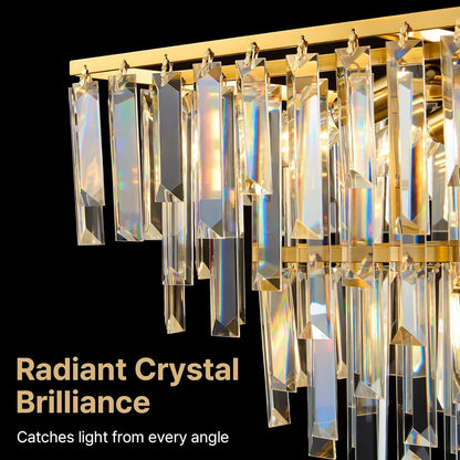 Gold Modern Crystal Chandelier, 39" Long Dinging Room Light Fixture2