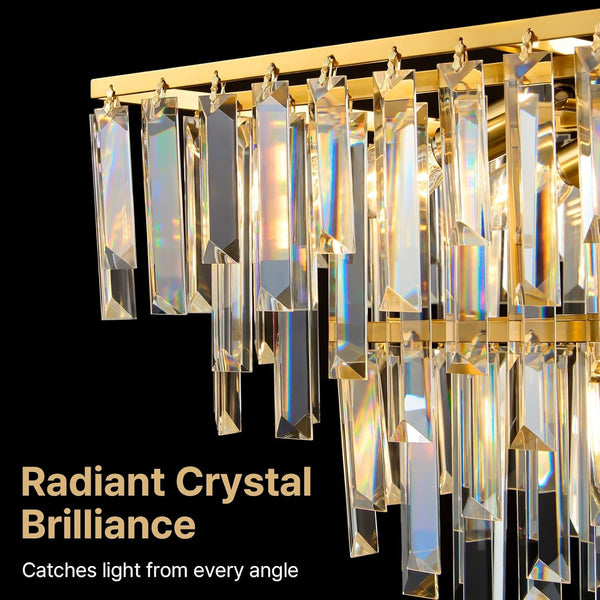 Gold Modern Crystal Chandelier, 32" Long Dinging Room Light Fixture2