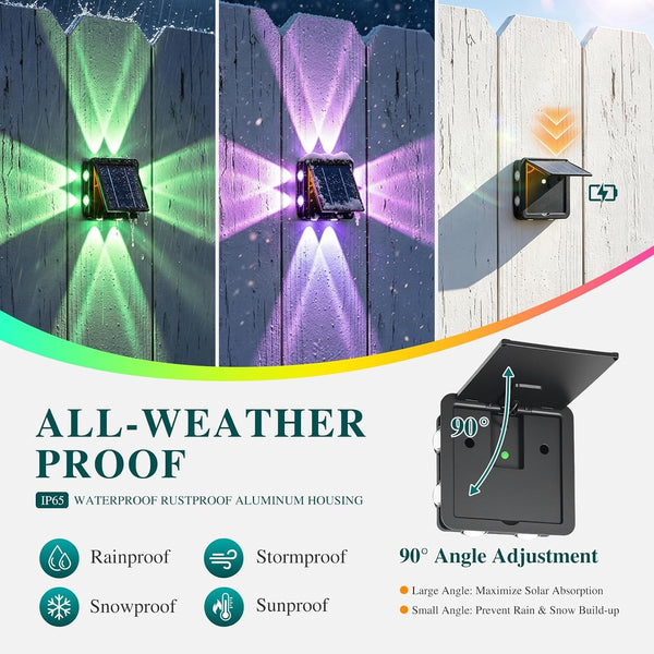 Solar Wall Lights Outdoor 2 Pack,Rgb Fence Lighting5