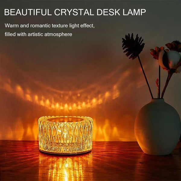 Portable Crystal LED Table Lamp, 3-Levels Brightness Desk Lamp,3 Color Touch Control Rechargeable Lamp for Bedroom Living Room Decor(White)4