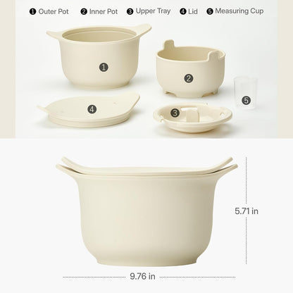 100% Platinum Silicone Low Carb Rice Cooker, 2-3 Cups Uncooked Rice, Microwave Rice Cooker, Self-Basting Lid for Everyday Meals, Cream White2