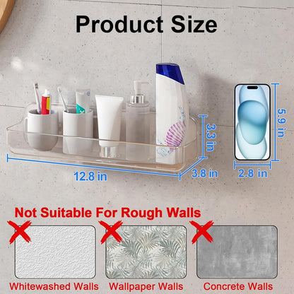 Acrylic Wall Mounted Shower Caddy, Large, Adhesive Bathroom Shelves2