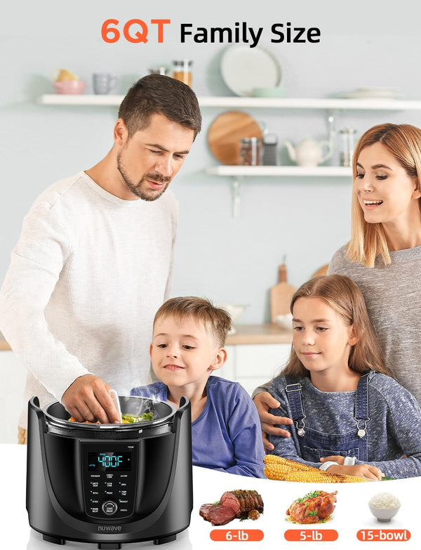 Duet Electric Pressure Cooker & Air Fryer Combo W/Probe, 450-In-1 | Slow Cooker & Grill, Integrated Digital Temp Probe, 6Qt SS Pot, Adjustable High/Low Pressure, Built-In Sure-Lock Safety Tech5