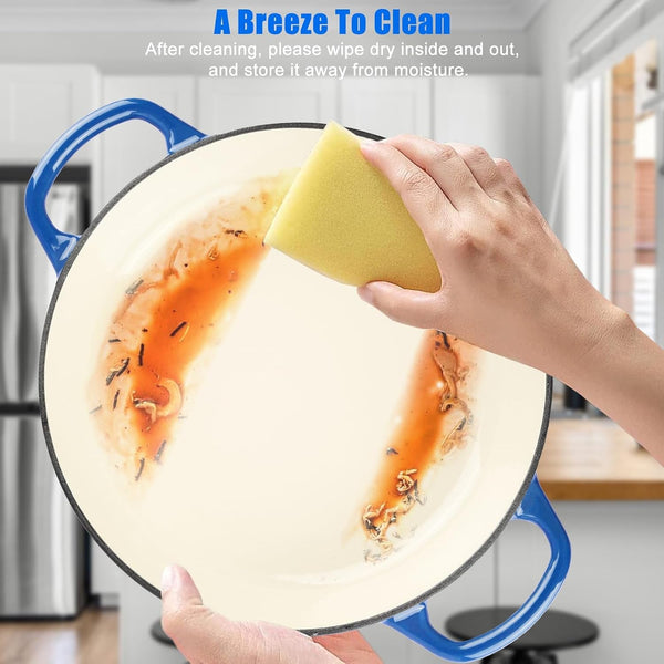  7QT Dutch Oven Pot with Lid, Enameled Cast Iron Dutch Oven for Bread Baking, Non-Stick Bread Pot for Oven/Stovetop (Roast, Braising, Stewing, Soups)7