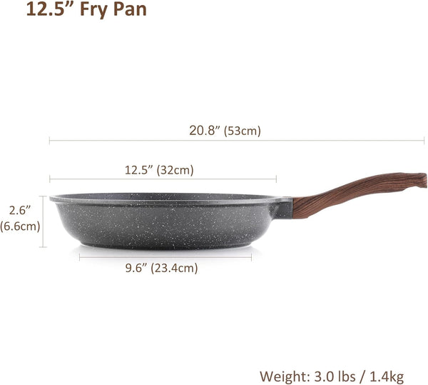 12.5 Inch Nonstick Frying Pan Skillet, Swiss Granite Coating Omelette Pan, Healthy Stone Cookware, PFOA Free8