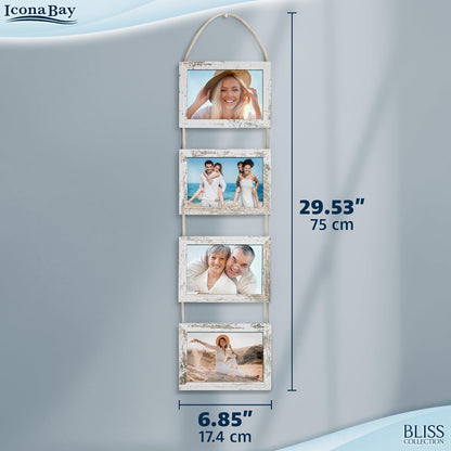 4X6 Hanging Picture Frames Collage with 8 Openings - Distressed White, 2 PK7