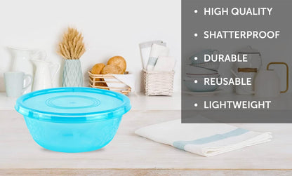 3 Extra Large Serving Bowls with Lids, 5.25 Qt, Assorted3