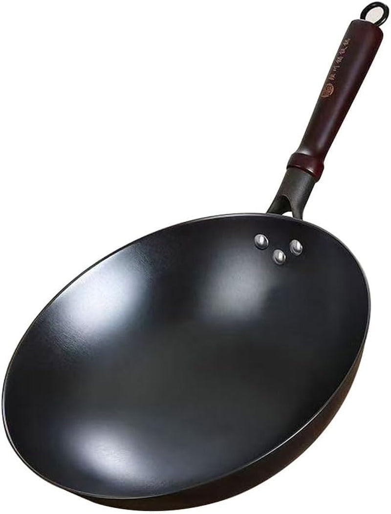 cast-iron-wok-pan-12-6-inch-with-wooden-handle-chinese-round-bottom-cooking-wok-small-size-coating-free