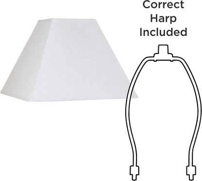 Large White Linen Set of 2 Square Lamp Shades 7X17X13 (Spider) | 7" Top X 17" Bottom X 12" High X 13" Slant Replacement for Table + Floor Lamps Hardback Shade Pre-Assembled Harp + Finial5