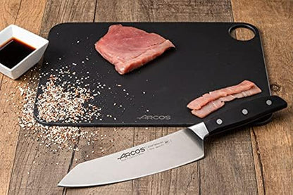 Forged Rocking Santoku Knife 7 Inch Stainless Steel. Japanese Sharp Kitchen Knife for Fish, Meat and Vegetables. Ergonomic Polyoxymethylene Handle and 190Mm Blade. Series Manhattan. Color Black7