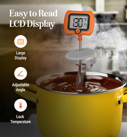 Digital Candy Thermometer with Pot Clip, 10" Long Stainless Steel Probe, Instant Read Kitchen Thermometer for Cooking, Baking, and Candy Making5