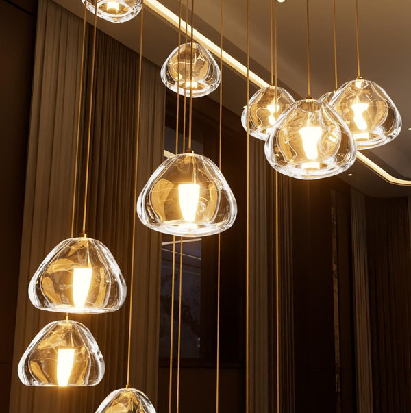 LED Chandeliers for Dining Room Adjust High Ceiling Chandelier Light Fixtures Entrance LED Dimmable Ceiling Pendant Drops Light Remote Lights for Living Room Stairwell 2700K 6000K8