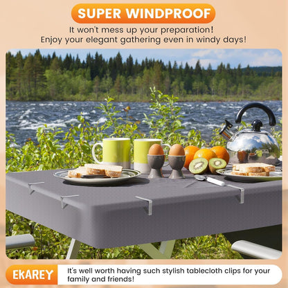 12 PCS Metal Tablecloth Clips Holder Securing Outdoor & Indoor Table Cloth | Windproof & Waterproof & Rustproof Stainless Steel Table Cover Clamps for Party, Picnic Camping, Wedding, Christmas, New Year6