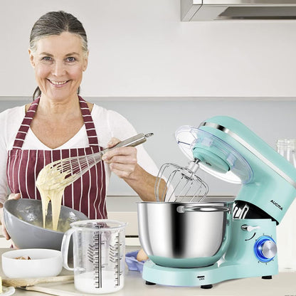Stand Mixer,6.5-Qt 660W 6-Speed Tilt-Head Food Mixer, Kitchen Electric Mixer with Dough Hook, Wire Whip & Beater (Blue, 6.5QT)7