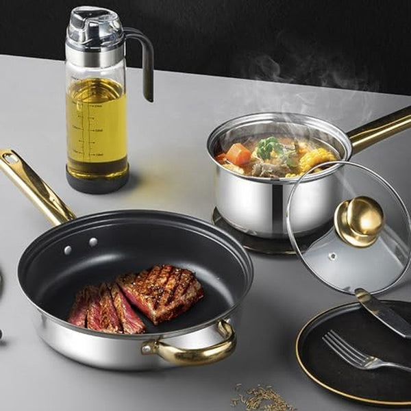 Home Stainless Steel Cookware Sets 12 Piece, Pots and Pans Kitchen Cooking Set with Stay Cool Handles, Dishwasher , Included Milk Pot, Sauce Pan, Fry Pan, Kettle4