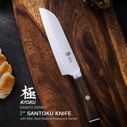 7 Inch Santoku Knife, Daimyo Series, Rosewood Handle, 440C Steel2