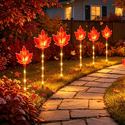 Solar Fall Pathway Lights - 6 Pack Outdoor Path Maple Leaf Light, 8 Lighting Modes, Waterproof Garden Stake Lights for Autumn, Thanksgiving, Halloween, Landscae Decor5