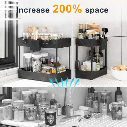 2-Pack under Sink Organizer with Hooks & Hanging Cup for Kitchen2
