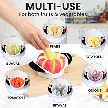 3.5 Inch Apple Slicer - Professional Apple Cutter - Stainless Steel Apple Corer - Super Sharp Apple Slicer and Corer - Apple Tool with 8 Sharp Blades(Black)5