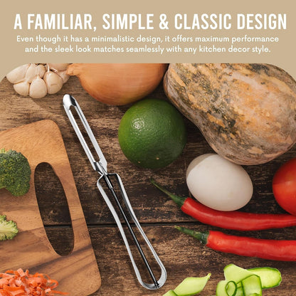 Original Jonas Vegetable Peeler - 6.5In, Made in Sweden | Rust Resistant Silver Carrot and Potato Peeler with Ergonomic Handle for Safety and Control - Dishwasher Safe and Compact5
