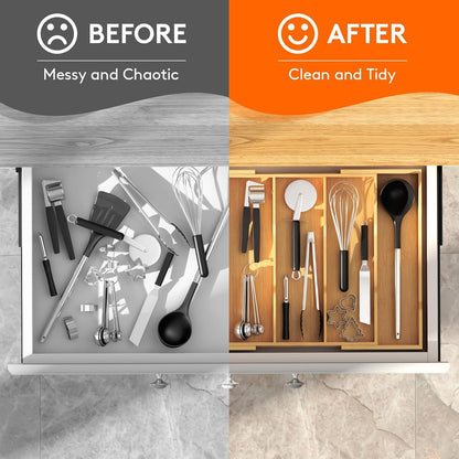 Bamboo Utensil Organizer for Kitchen Drawer, Cooking Utensil Tray10