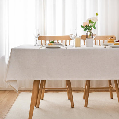 Rectangle Natural Flax Linen Solid Color Tablecloth, Spring Stain Resistant & Shrink-Proof Undyed Table Cloth, Farmhouse Style Tabletop for Dining Wedding and Outdoor (70" X 52" (Rectangular))1