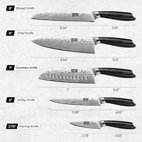 5 Pieces Knife Set, High Carbon Powder Steel Forged Chef Knife Set | Japanese Kitchen Knives Set with Ergonomic Pakkawood Handle, Ultra Sharp Kitchen Gadgets with Gift Box for Men and Women2