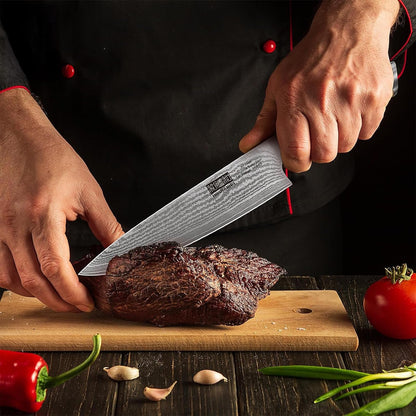 Damascus Chef Knife 8", Sharp Kitchen Knife with Olive Wood Handle8