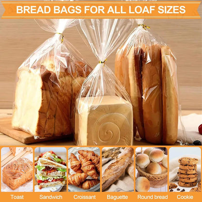 70 Pack Bread Bags & 100 Pack Ties, 8" X 4" X 18" Clear Bread Bags for Homemade Bread, Reusable Plastic Bread Storage Bags for Bakers, Bakery Owners6