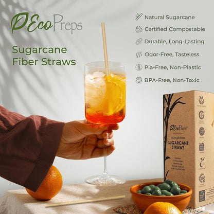 Biodegradable Sugarcane Disposable Straws, Plastic-Free, 150 Count | 100% Compostable, Eco-Friendly Drinking Straw | 7.8” Natural Sugar Fiber Straws, Smoothie Straw for Home, Restaurant, Parties5