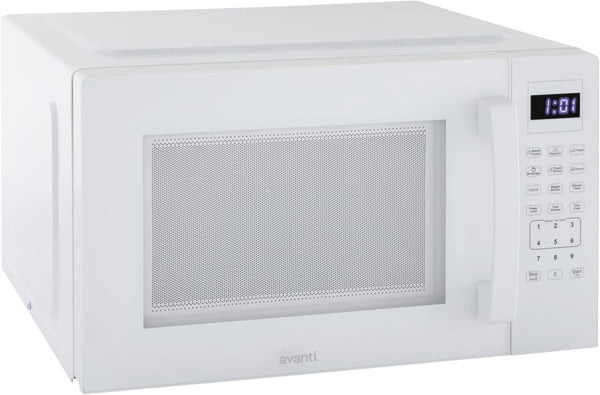 Microwave Oven 1000-Watts Countertop Compact with 9 Pre-Set Cooking Settings, Speed Defrost & by Weight, Electronic Control Panel and Glass Turntable, 1.5-Cu.Ft., White1