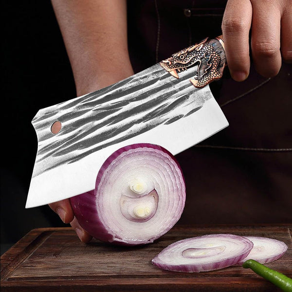 Meat Cleaver, 8 Inch Chinese Chef Knife Handmade Forged Stainless Steel Meat Fish Chopping Cleaver Vegetables Slicing Kitchen Knife7